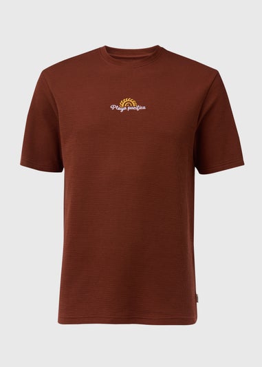 Rust Textured Pacifica Embroidered T-Shirt