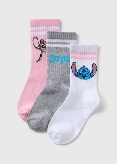 Disney Kids 3 Pack Blue Stitch Socks (2-12yrs)