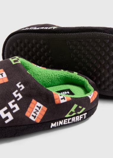 Kids Minecraft Black Slippers (Younger 10-Older 6)