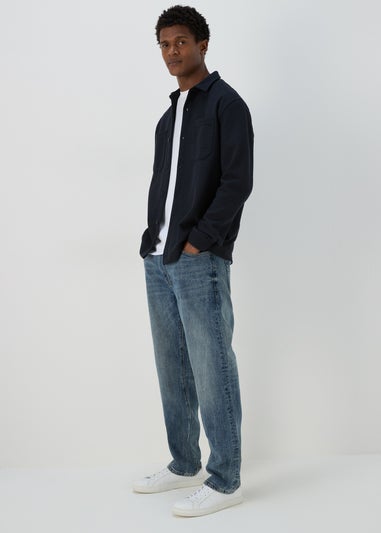 Mid Wash Relaxed Fit Denim Jeans