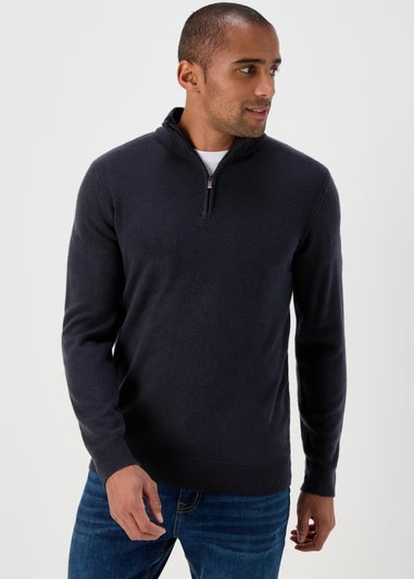 Navy Cashmillon Quarter Zip Jumper