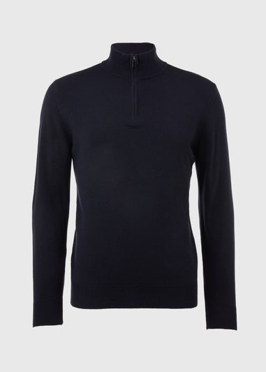 Navy Cashmillon Quarter Zip Jumper