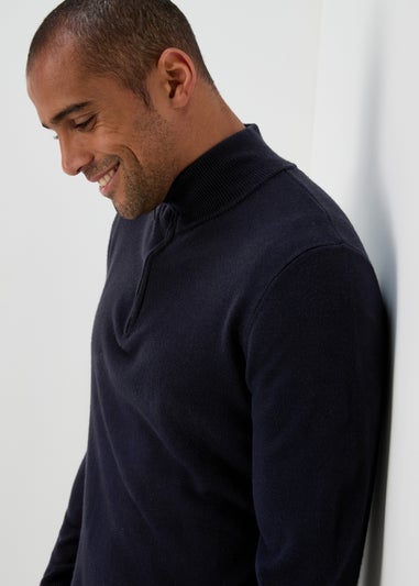 Navy Cashmillon Quarter Zip Jumper
