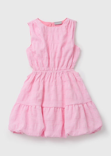 Girls Pink Gingham Dress (7-13yrs)