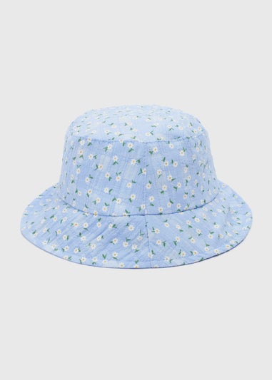 Baby Blue Daisy Print Bucket Hat (Newborn-24mths)