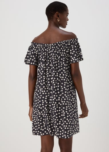 Black Mono Bardot Viscose Mini Dress