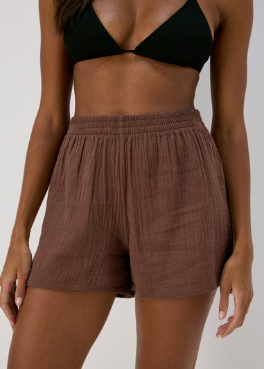 Mocha Double Cloth Shorts