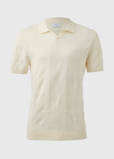 Ecru Notch Texture Short Sleeve Polo Shirt