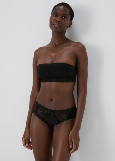 Black Geo Lace Bandeau Top