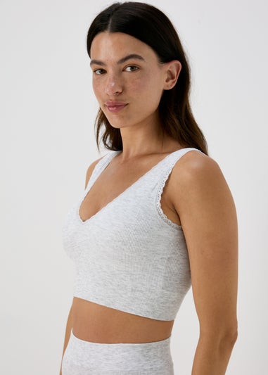 2 Pack Grey & White Padded Crop Top Bra