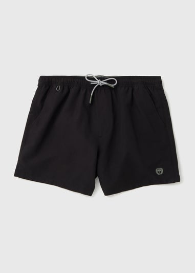 Black Embroidered Swim Shorts