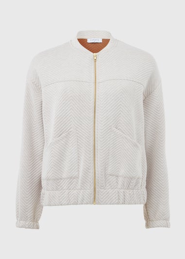 Oatmeal Quilted Bomber Jacket