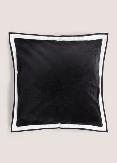 Black Contrast Edge Velvet Cushion