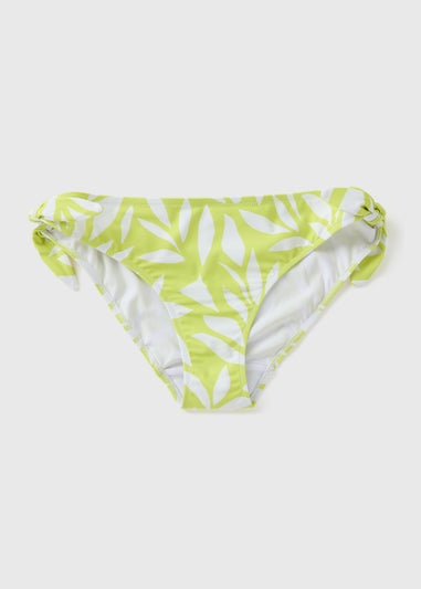Lime Palm Print Twist Bikini Bottoms