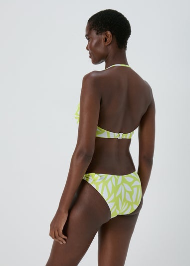 Lime Palm Print Twist Bikini Bottoms