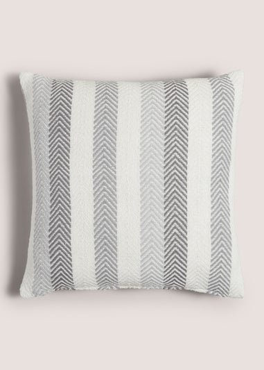 Grey Stripe Woven Cushion  (43cm x 43cm)