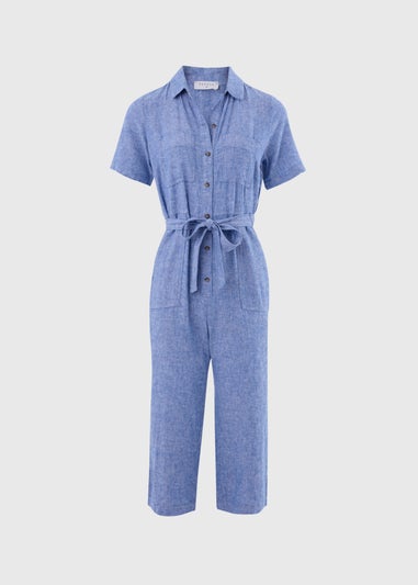 Blue Linen Jumpsuit