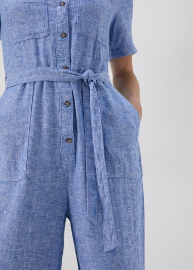 Blue Linen Jumpsuit