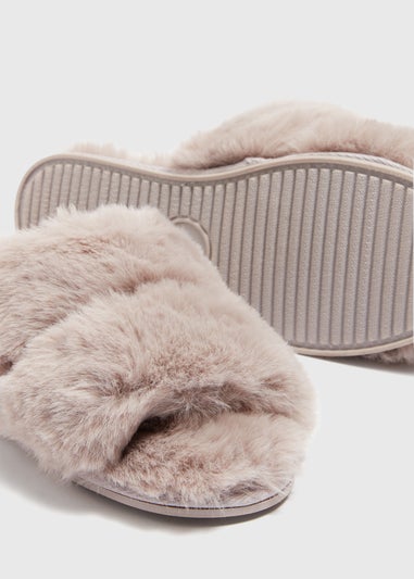 Beige Double Strap Slippers