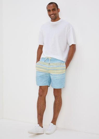 Blue Sketchy Stripe Swim Shorts