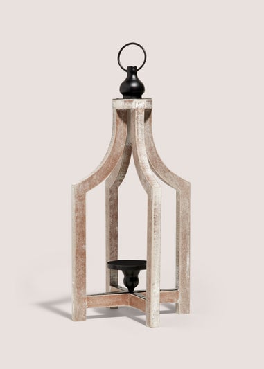 Wood Rustic Washed Lantern (41x20x20cm)