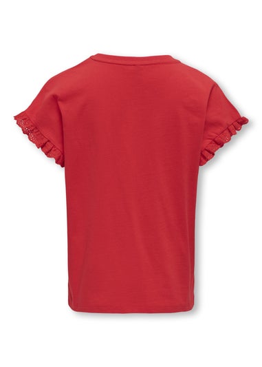 ONLY Girls Red Kogiris Embroided Top (5-14yrs)