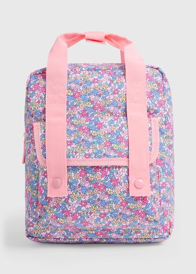 Girls Pink Floral Button Backpack