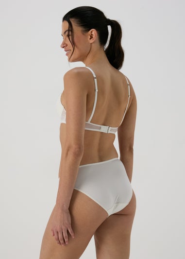 Cream Embroidered High Leg Knickers