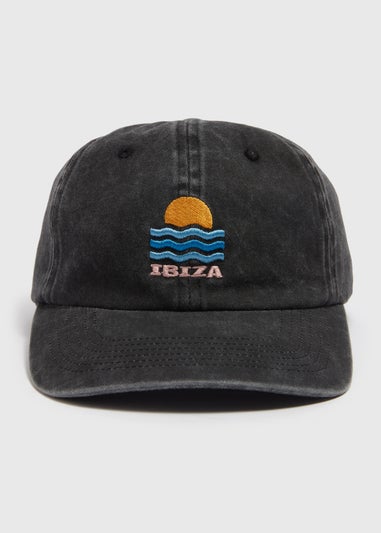 Black Acid Wash Ibiza Baseball Cap