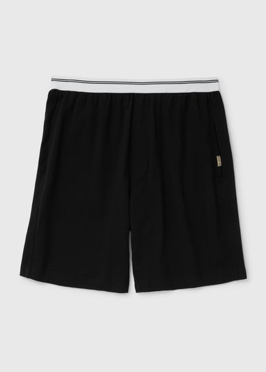 Black Jacquard Stripe Waistband Shorts