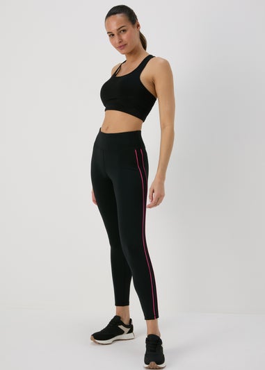 Souluxe Black Pink & Lilac Side Stripe Leggings