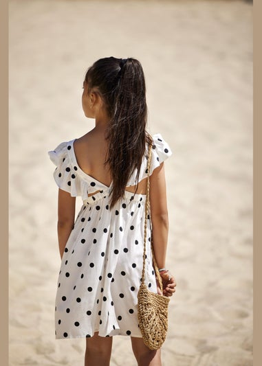 ONLY Girls White Dotty Details Dress (6-14yrs)