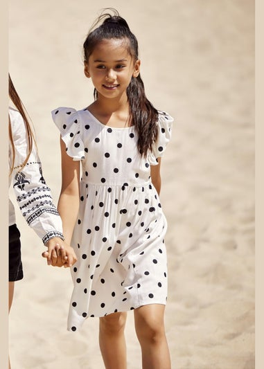 ONLY Girls White Dotty Details Dress (6-14yrs)