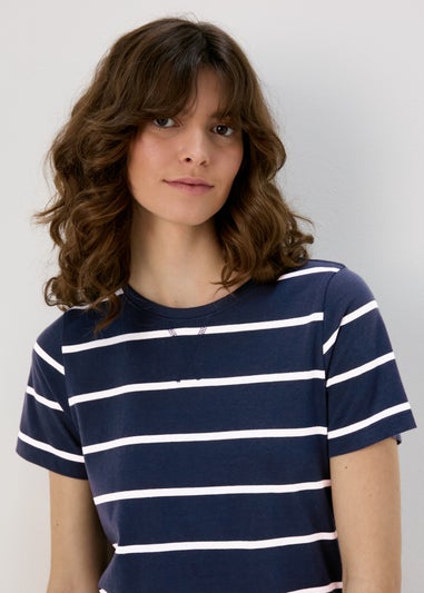 Papaya Petite Navy Stripe Jersey Midi T-Shirt Dress