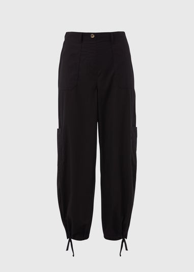 Black Poplin Crop Trousers