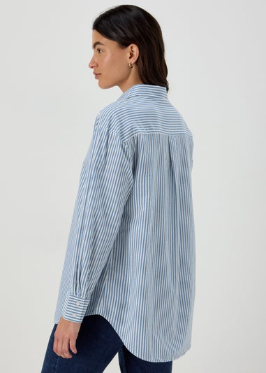 Papaya Petite Blue Stripe Poplin Shirt
