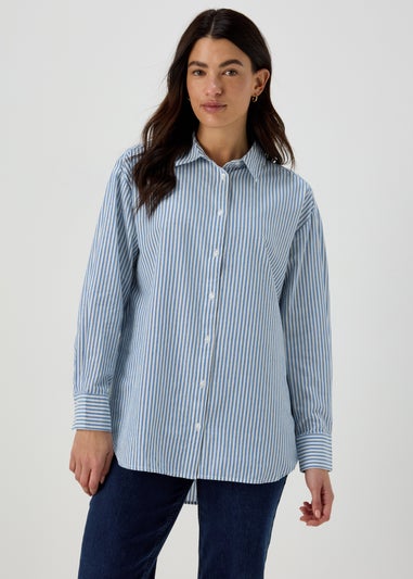 Papaya Petite Blue Stripe Poplin Shirt