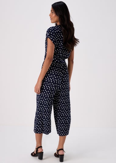 Papaya Petite Spot Navy Plisse Jumpsuit