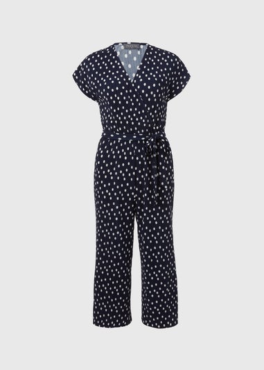 Papaya Petite Spot Navy Plisse Jumpsuit