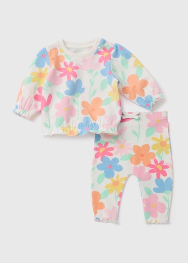 Baby Multicolour Flower Sweatshirt & Leggings Set (Newborn-23mths)