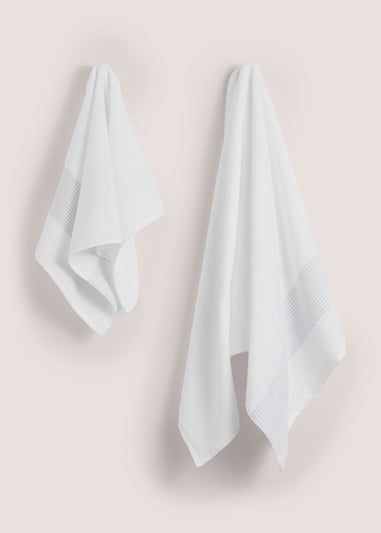 Grey & White 100% Cotton Bordered Linen Towels