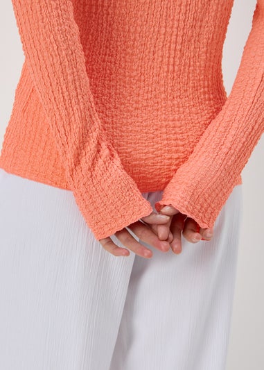 Coral Long Sleeve Textured Shirt