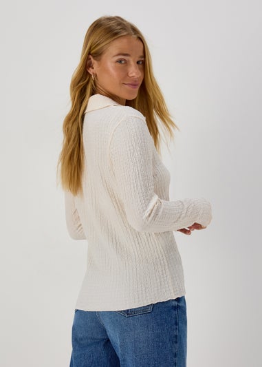 Ivory Textured Long Sleeve Shirt