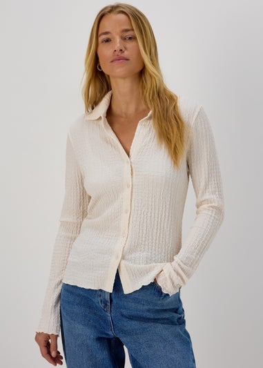 Ivory Textured Long Sleeve Shirt