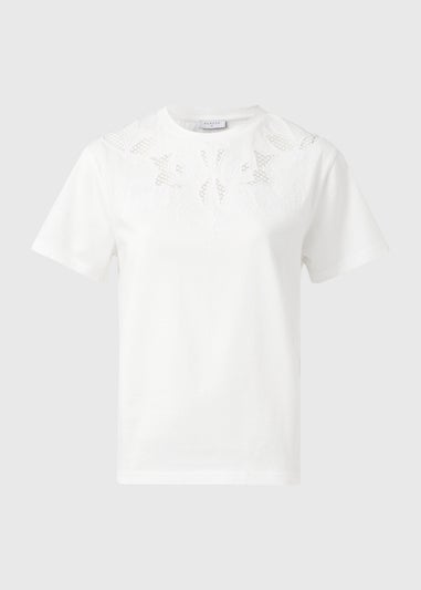 White Cutwork Design T-Shirt