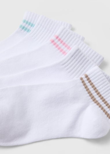 5 Pack White Multicolour Stripe Sports Socks