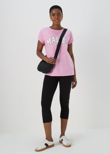 Pink Malibu Slogan T Shirt