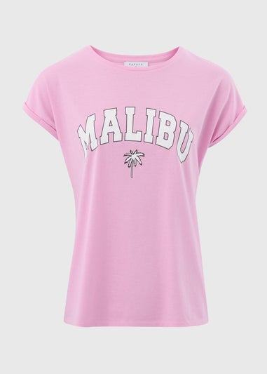 Pink Malibu Slogan T Shirt