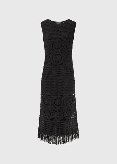 Black Crochet Midi Dress