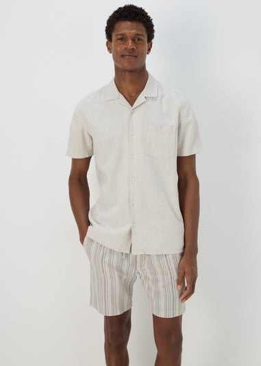 Stone Striped Linen Shorts